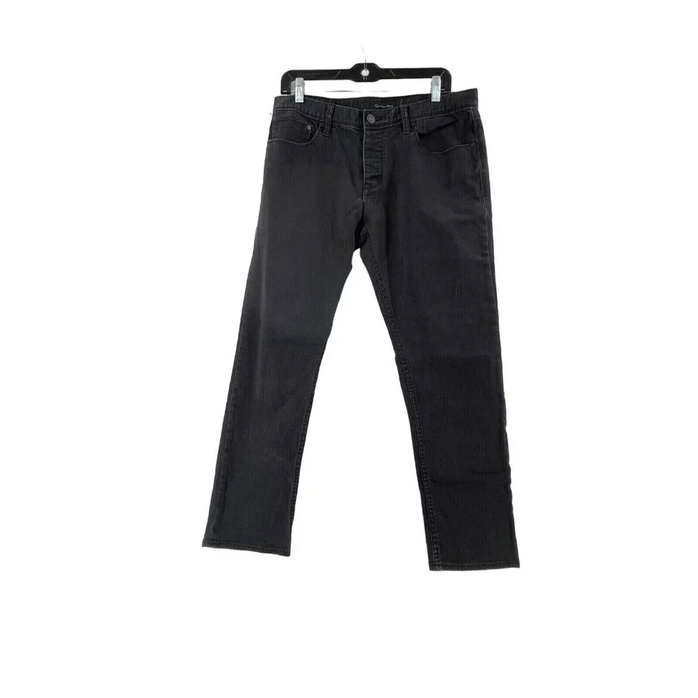 Calvin Klein Skinny Narrow Leg Women's Black Denim Button Fly Jeans Size 32Wx29
